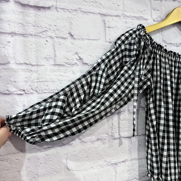 American Eagle Black And White Gingham Cropped Top Women's Size Small - Picture 4 of 10